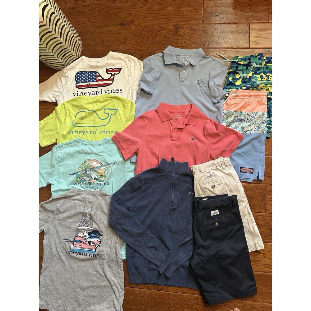 Vineyard Vines Boys 12-14 Lot 11 Pcs Whale Tees Polo Chino Shorts Swim Trunks